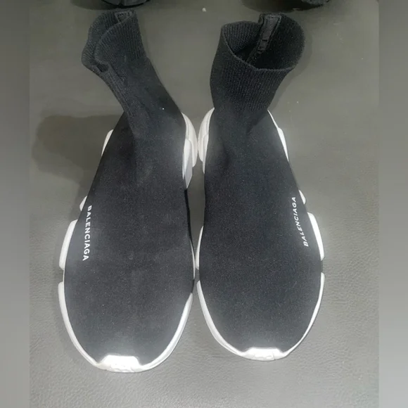 Balenciaga Men's Black and White Sock Sneakers - Picture 2 of 6